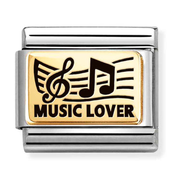 Hobbies - Music Lover Gold & Black Enamel Charm