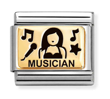 Occupation - Musician Gold & Black Enamel Charm