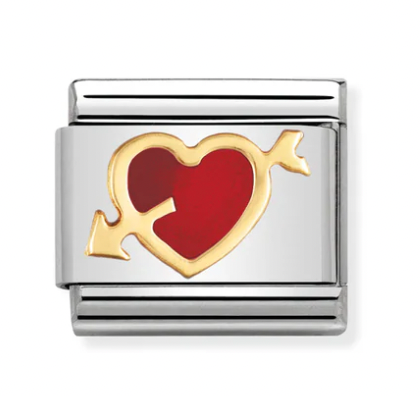 Love - Red Heart with Arrow Gold Charm