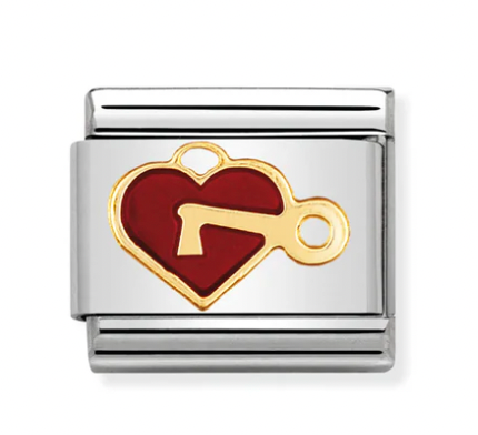 Love - Red Heart with Key Gold Charm