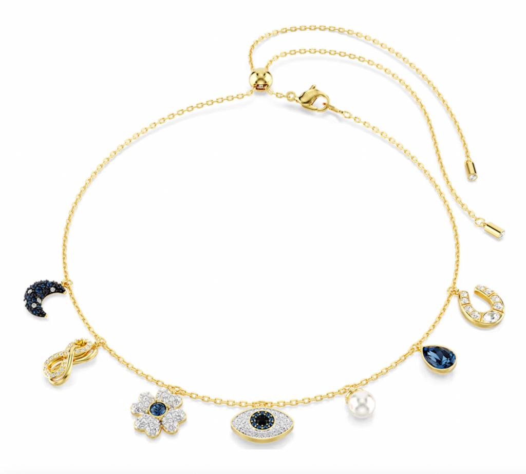 Symbolica Clover, Evil Eye, Horseshoe, Blue & Gold Tone Choker