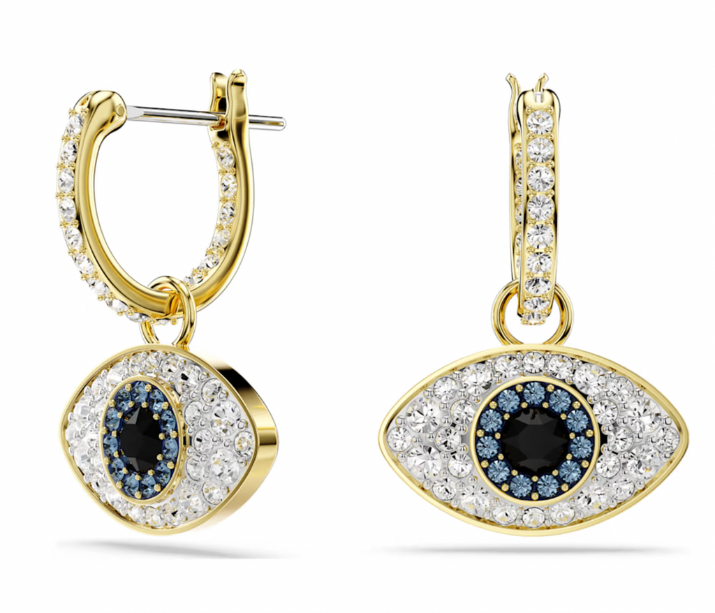 Symbolica Evil Eye, Blue, Gold toned Drop Earrings