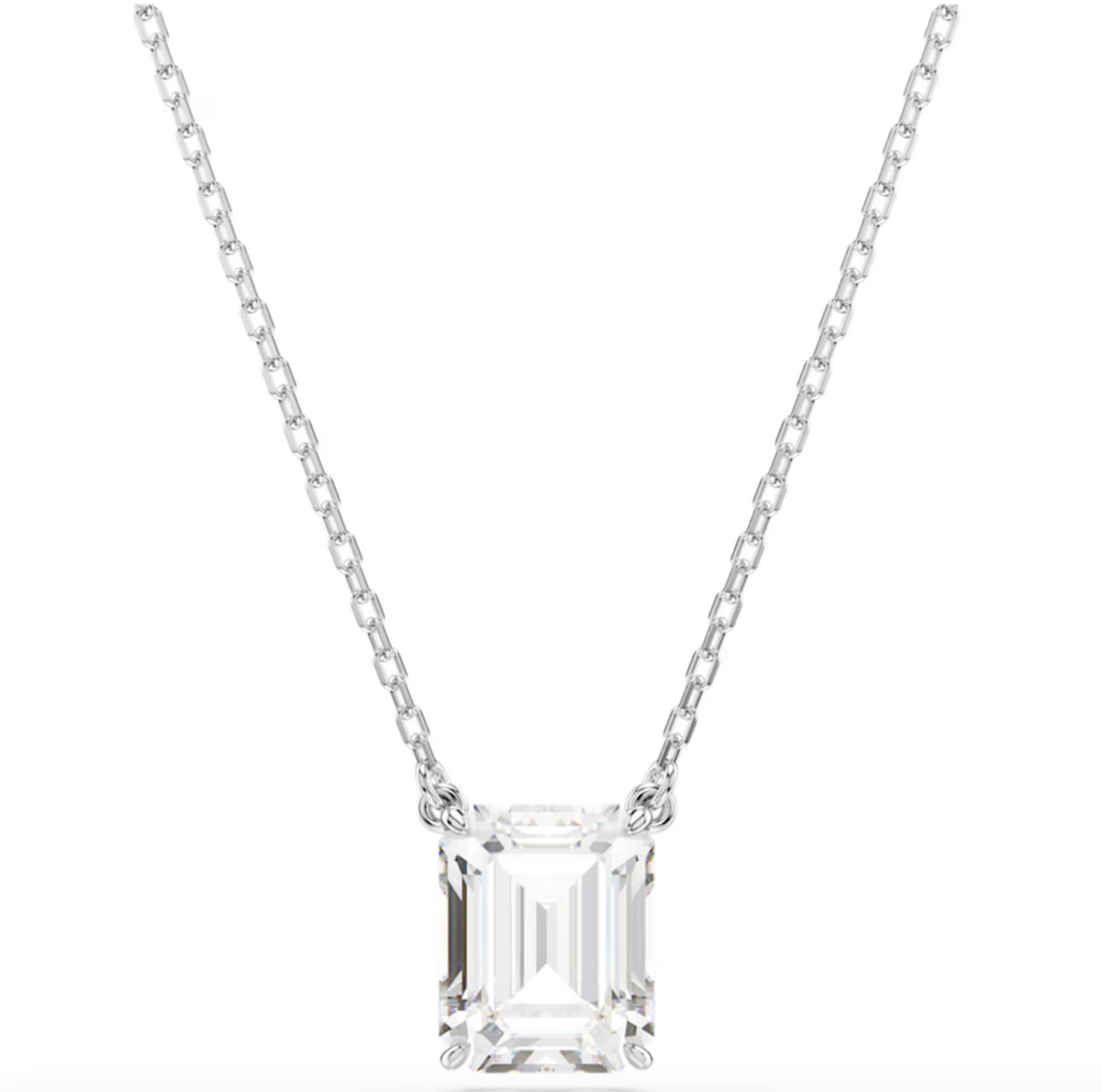 Stilla Octagon Cut White, Rhodium plated Pendant