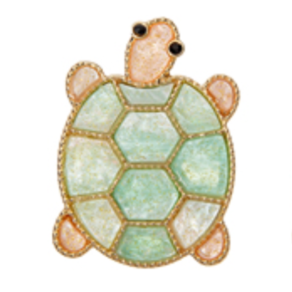 SIA Coral Pink Turtle Brooch