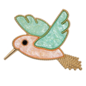 SIA Coral Pink Hummingbird Brooch