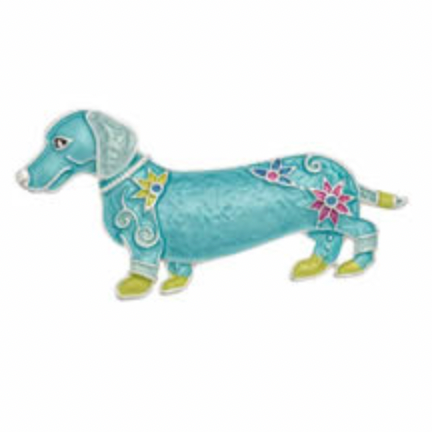 Magnet Brooch - Iris Blue Dog