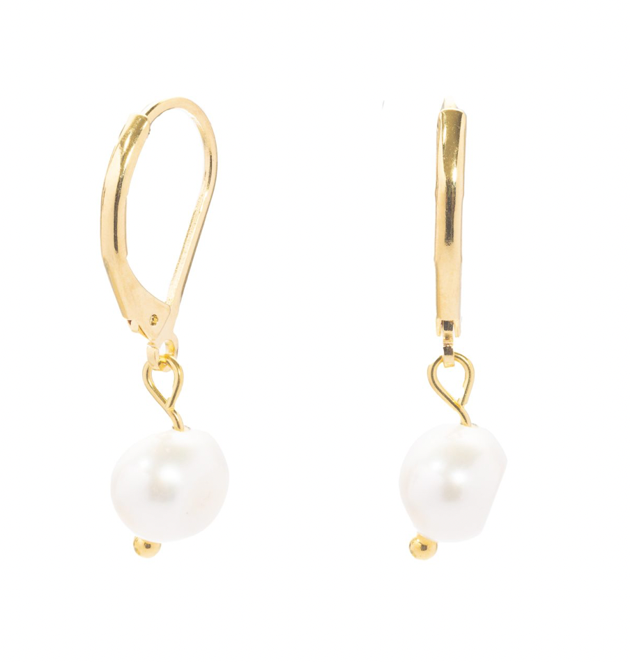 Freshwater Pearl Gold Drop Earrings