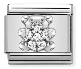 Baby - Teddy Bear CZ Silver Charm