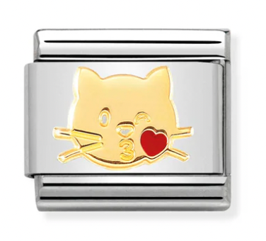 Animals - Cat Kiss Gold Charm