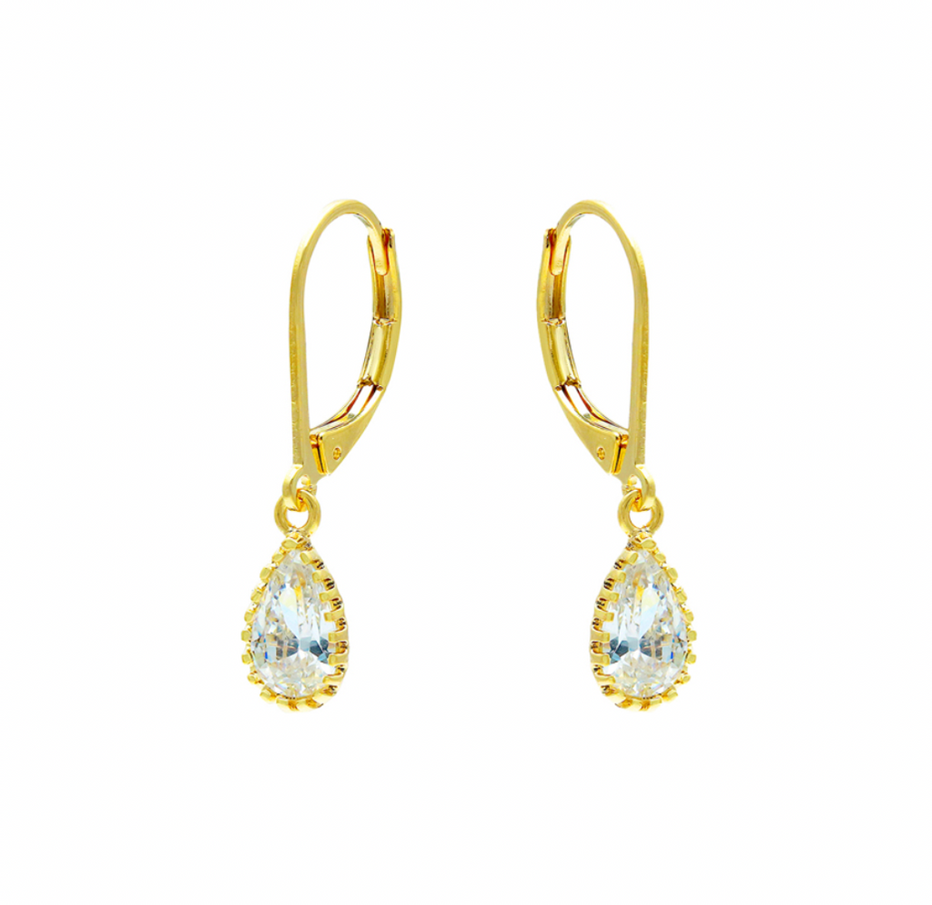 Gold Clear CZ Hoop Earrings