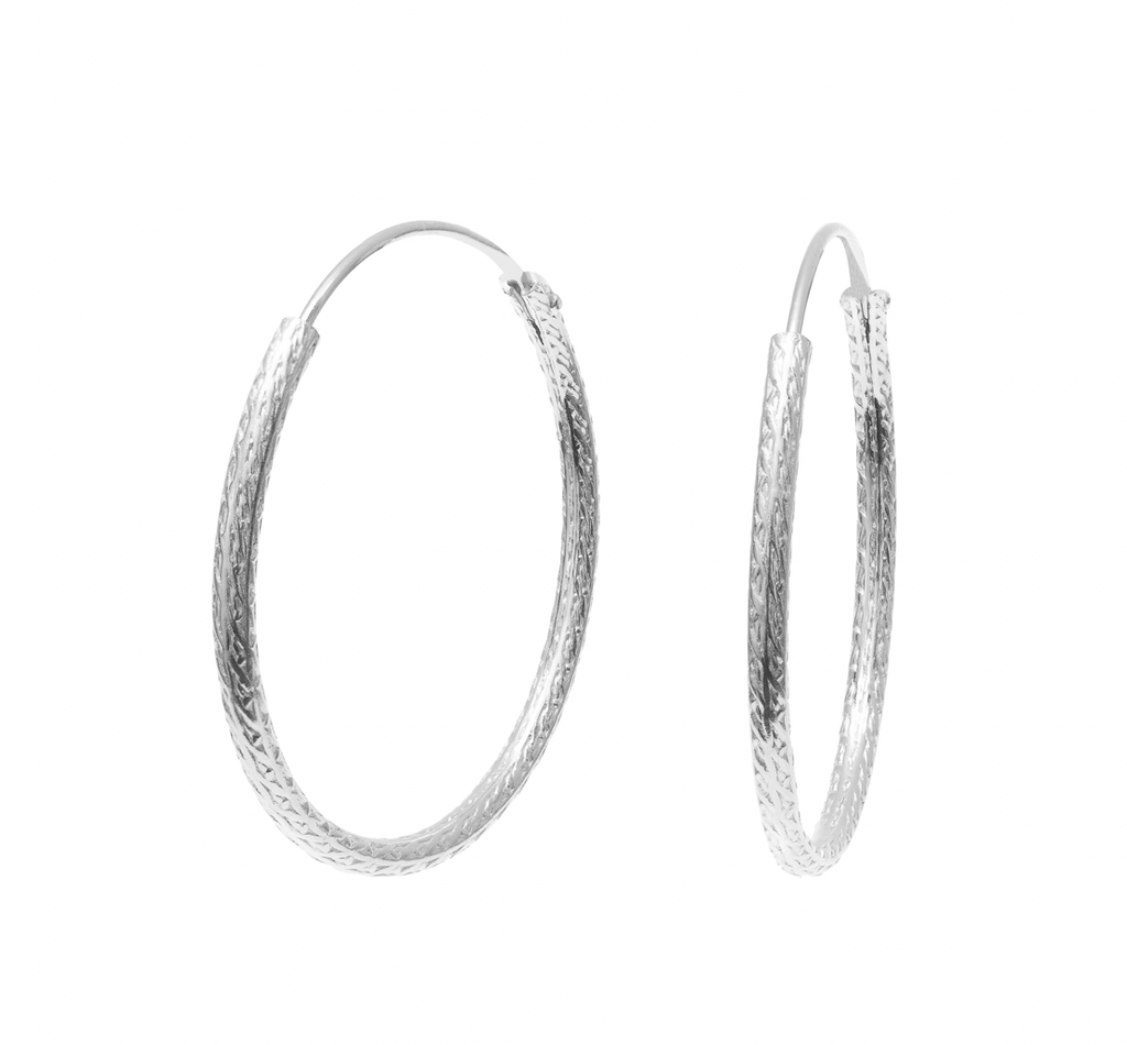 Diamond cut Hoop Earrings - 2 colours