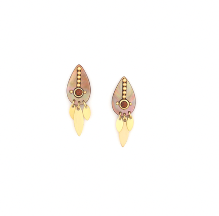 LOUISON *tear drop post earrings with mini danlges