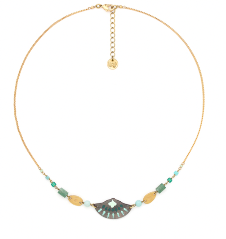 TALULAH looped bead necklace + enamel shell