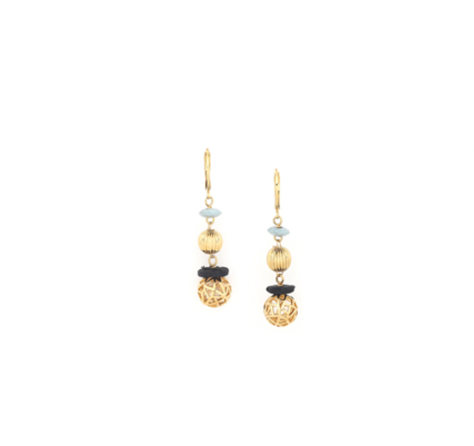 BAYA 2 Metal Ball Dangles on Hook Earring