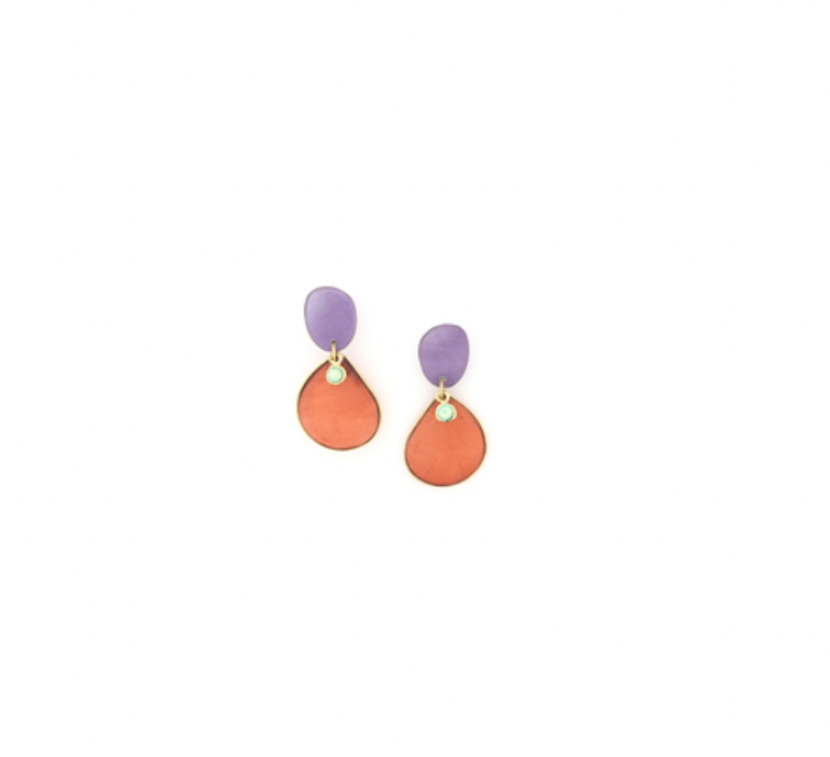 AURORE Bi Colour Violet + Orange Post Earring