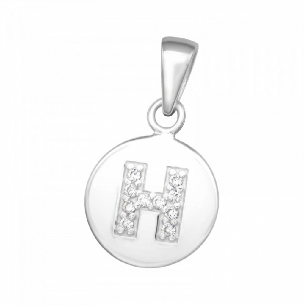 Initial ‘H’ Disc Pendant - Silver or Gold