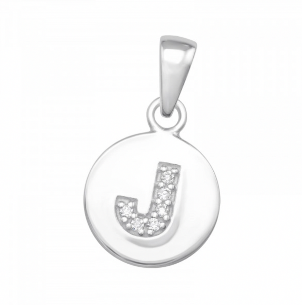 Initial ‘J' Disc Pendant - Silver or Gold