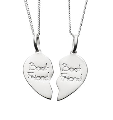 Tiny Treasures - Best Friend Hearts Silver Necklace