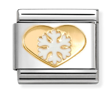 Christmas - Snowflake with Heart Gold Charm