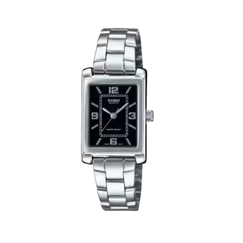 Casio Ladies Ana Tunneau  Black Face, S/Steel Band Watch