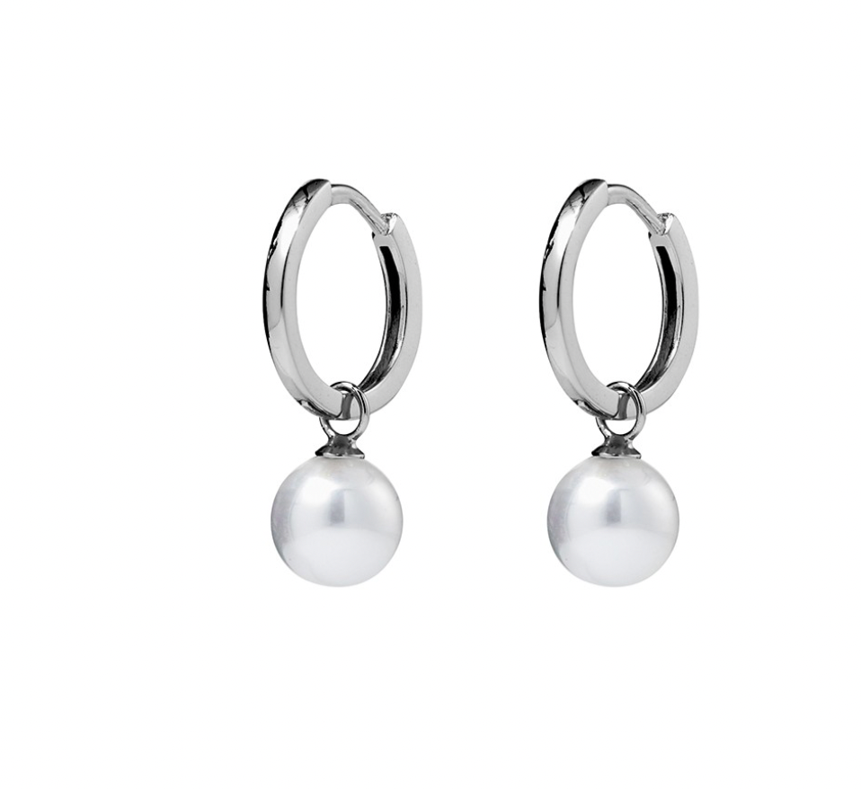 Earring -  Pearl Drop Huggie