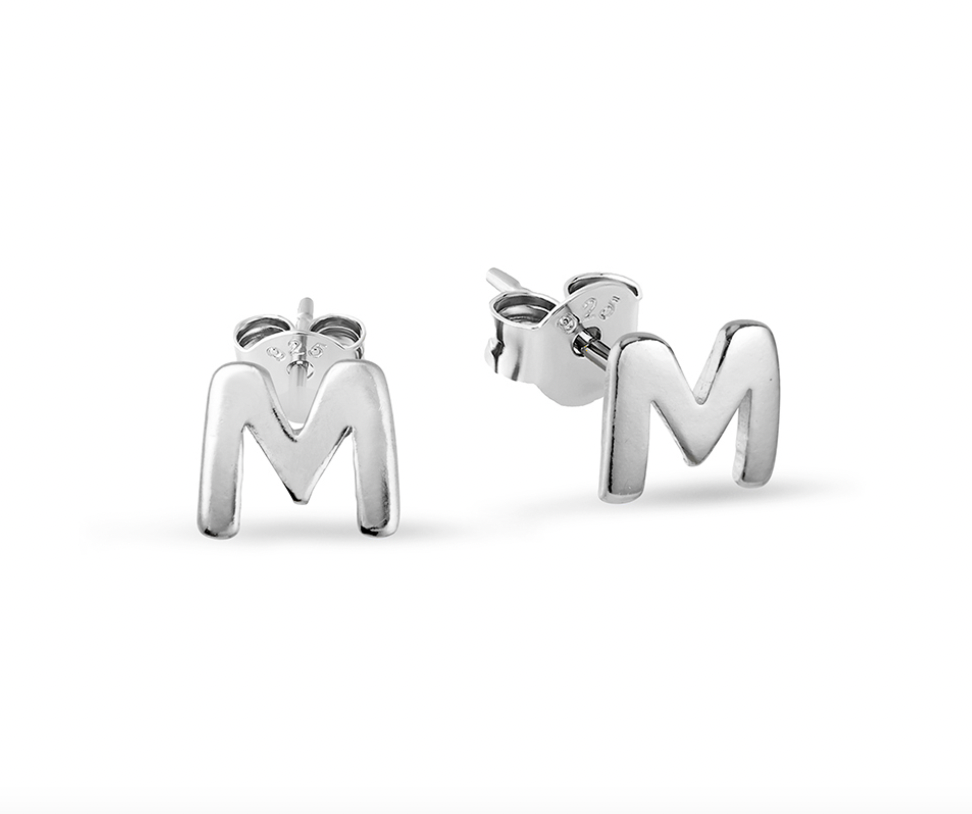 Earrings - Initial Silver Studs