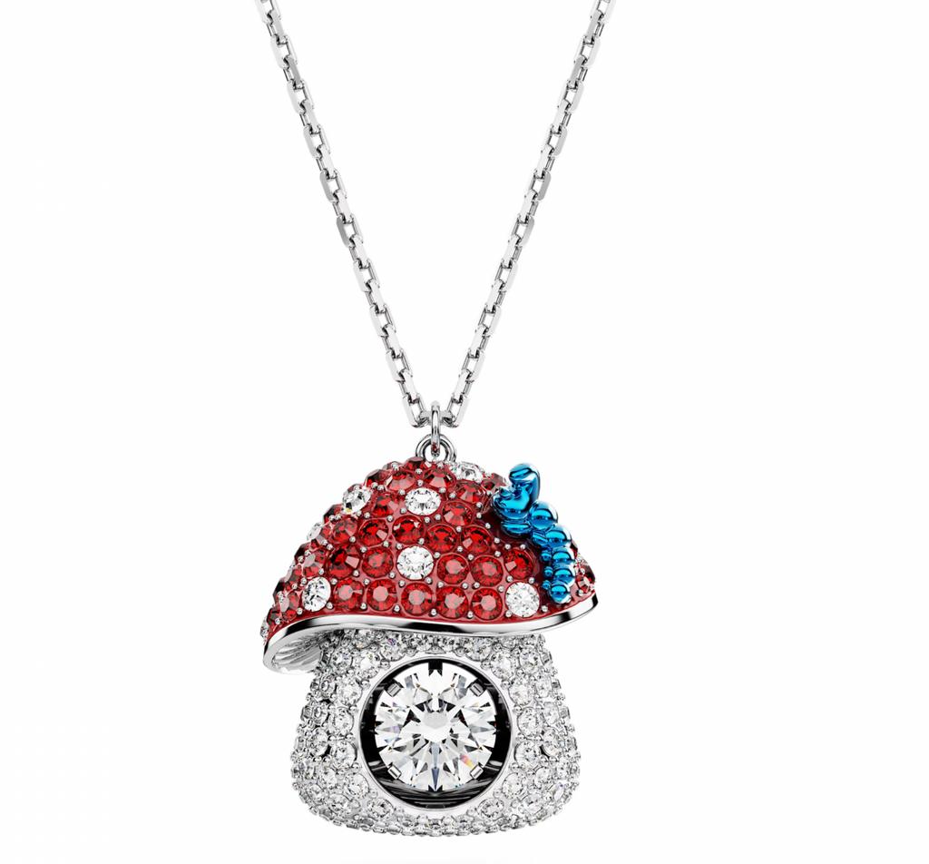 Alice in Wonderland Mushroom Silver Necklace