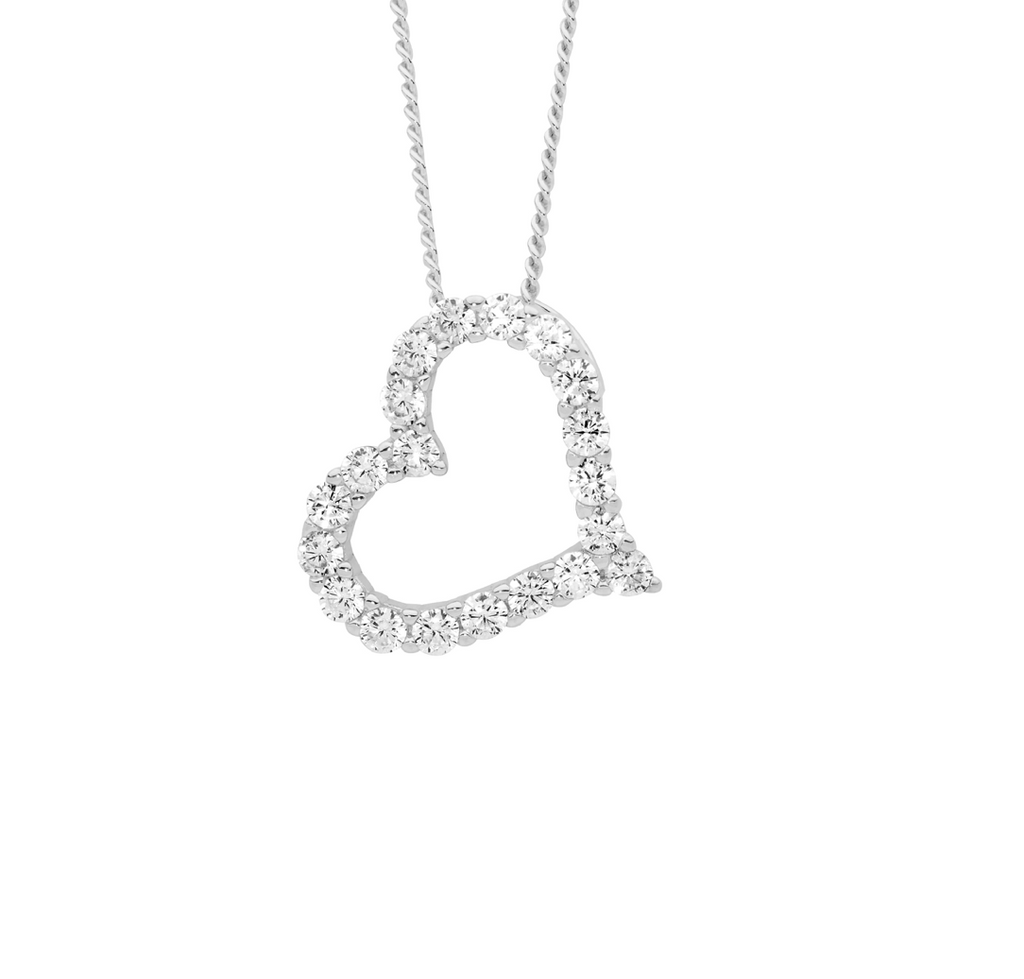 Open Heart 13mm with CZ Pendant - 3 colours