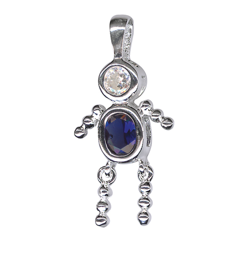 Sterling Silver Gem Boy/Girl Pendant