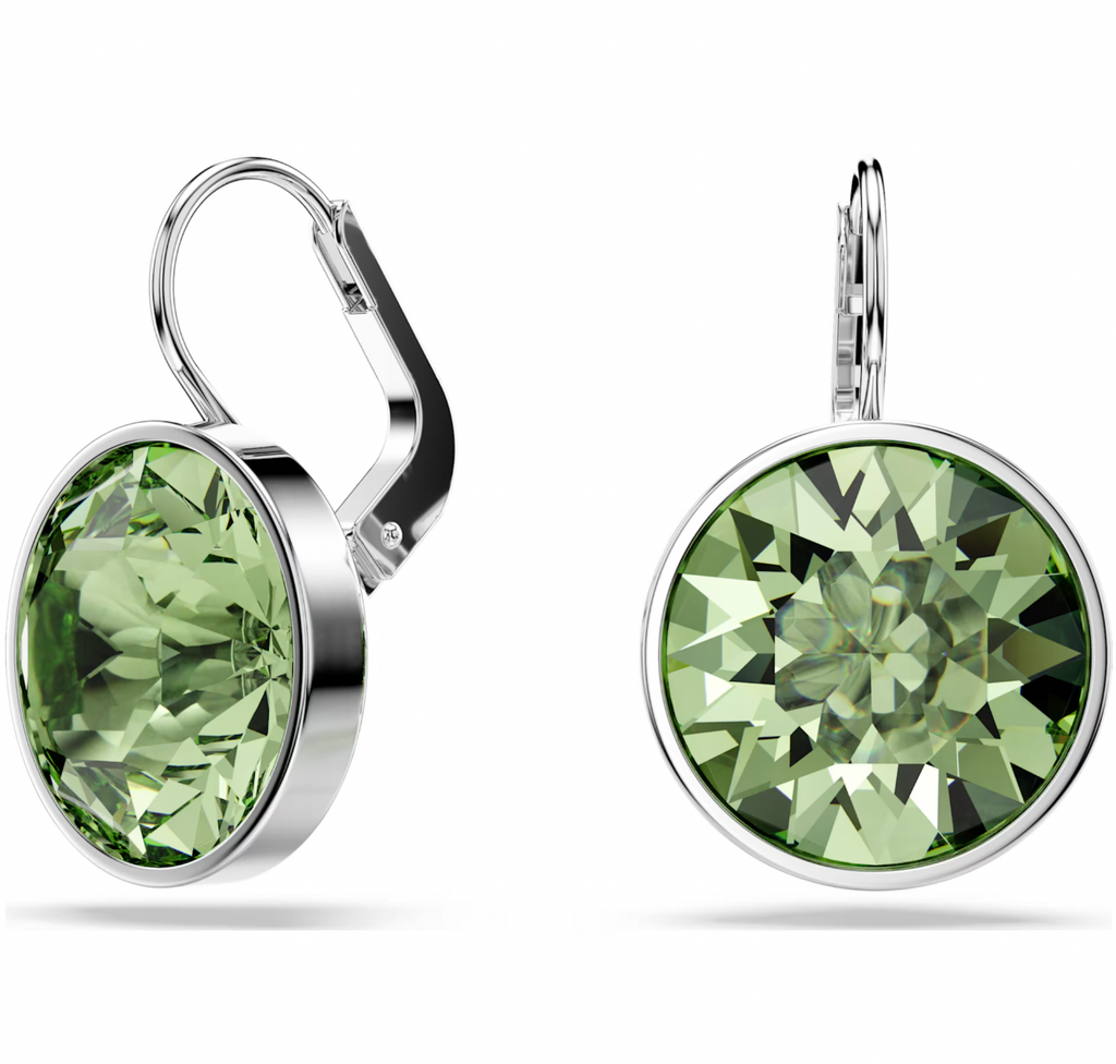 Bella Green Round Silver Drop Earrings