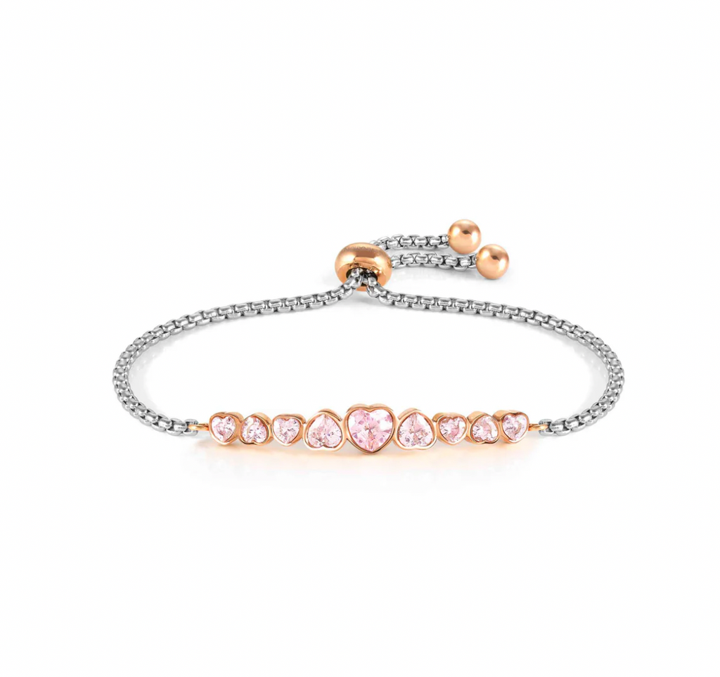 Stainless Steel Milleluci Pink Heart CZ Bracelet