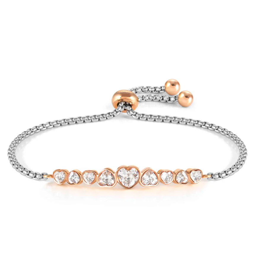 Stainless Steel Milleluci White Heart CZ Bracelet