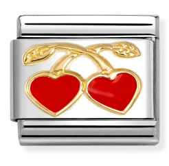 Fruits - Red Heart Cherries Gold Charm