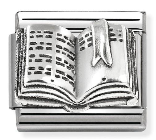 Daily Life - Oxidised Book Silver Charm