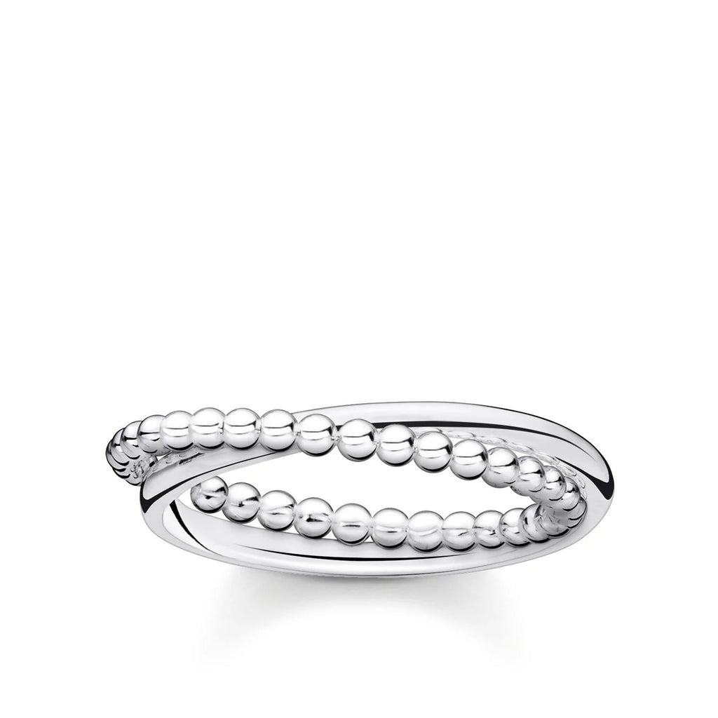 Bubble Dot Silver Double Ring