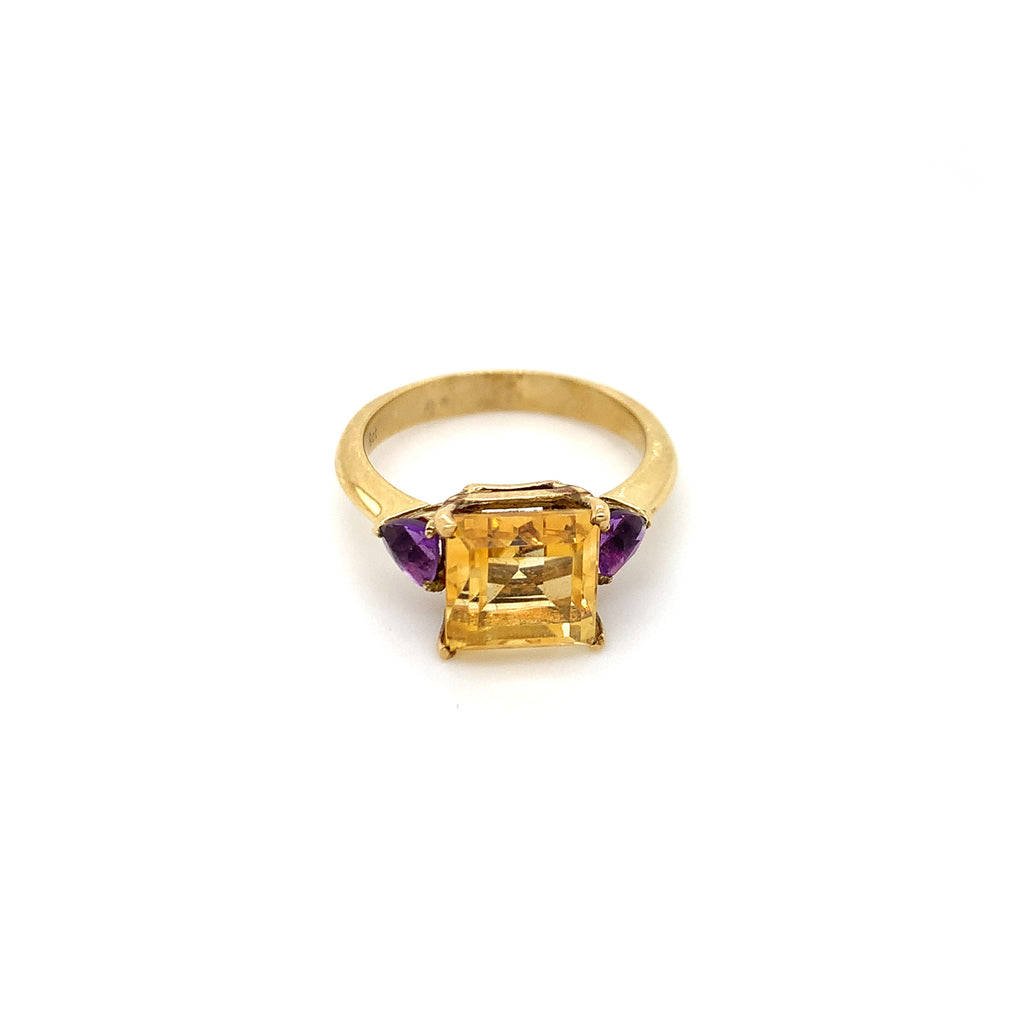 Amethyst & Citrine Yellow Gold Ring