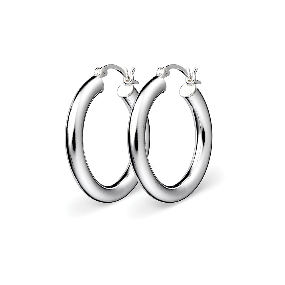 Earring - Silver Round Tube Hoops - 2 sizes