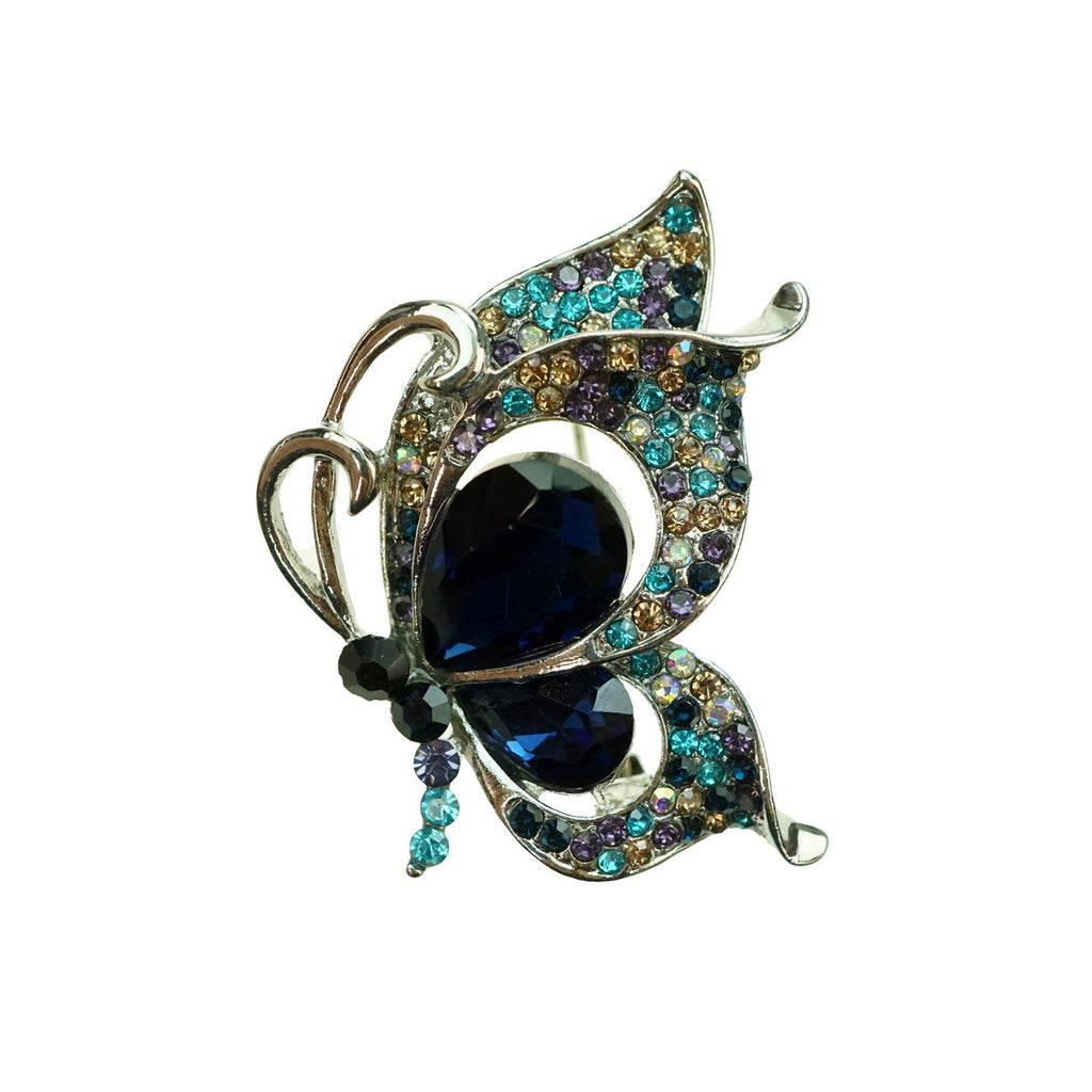 Brooch - Navy Blue Flying Butterfly