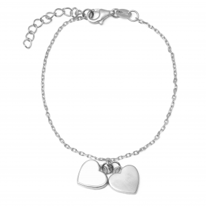 Double Heart Silver Bracelet - 2 colours available