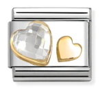 Gemstones - Gold Heart & Clear CZ Charm