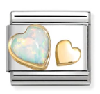 Gemstones - Gold Heart and White Opal Charm