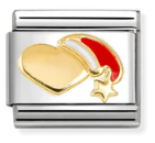 Christmas - Heart with Santa Hat Gold Charm