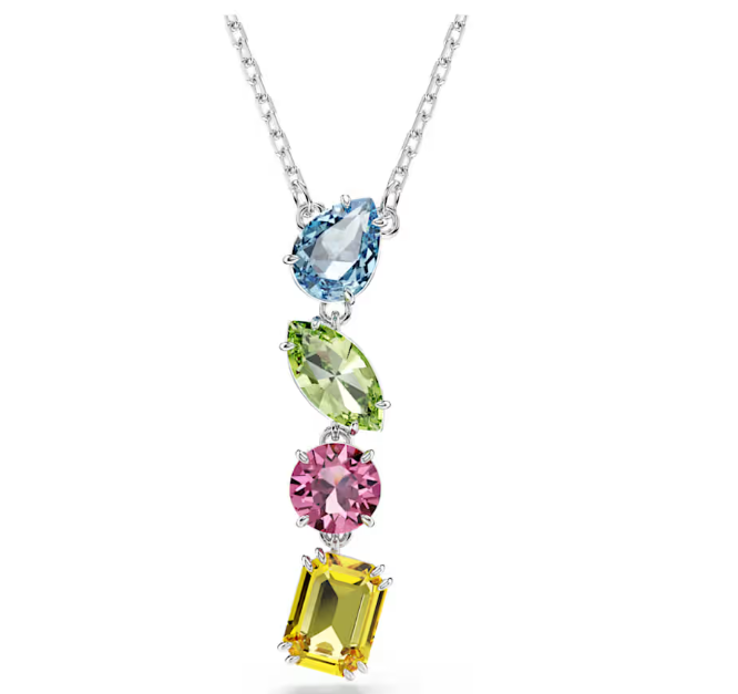 Gema Mixed cuts Multicoloured Silver Y Pendant