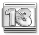 Number Oxidised 13th Birthday Silver Charm