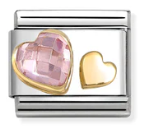 Gemstones - Gold Heart & Light Pink CZ Charm