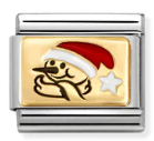 Christmas - Snowman with Santa Hat Gold Charm