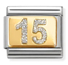 Numbers - Glitter 15 Gold Charm