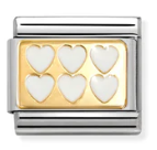 Love - White Hearts Plate Gold Charm