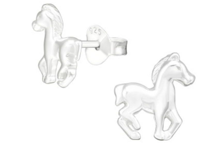 Kids Silver Horse stud earrings