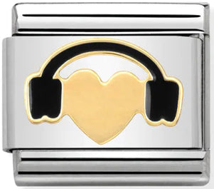 Hobbies - Heart with Headphones Gold Charm